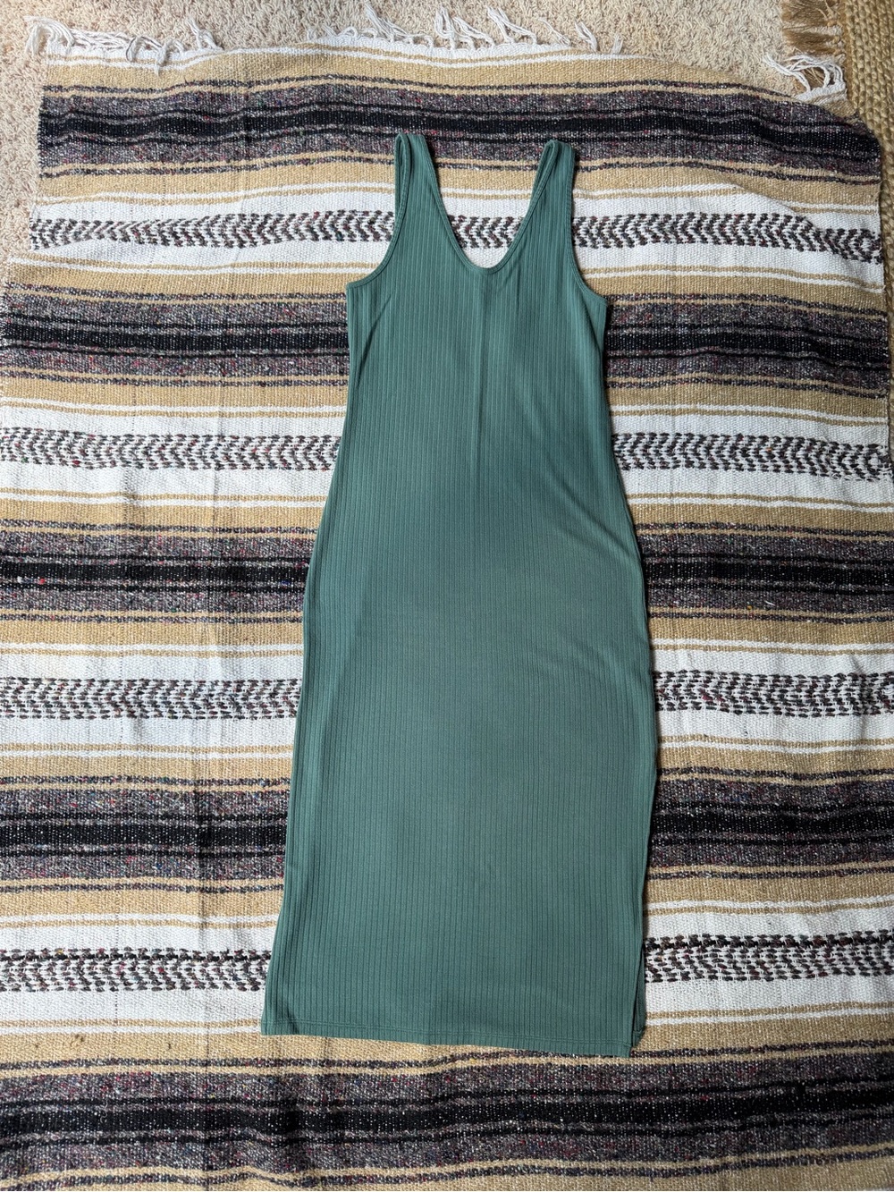 Abercrombie & Fitch Ribbed Midi Dress in Sage Green